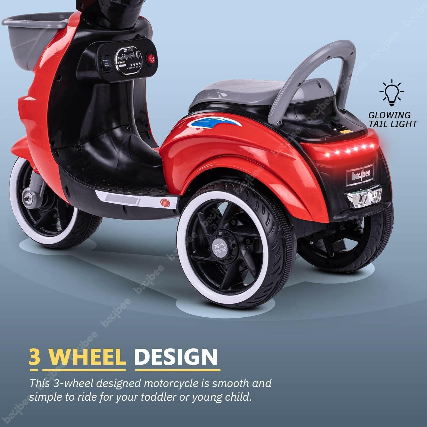 Red Scooter| 12V Battery | Sturdy Material | Max Load 35 KG - Baby Rider