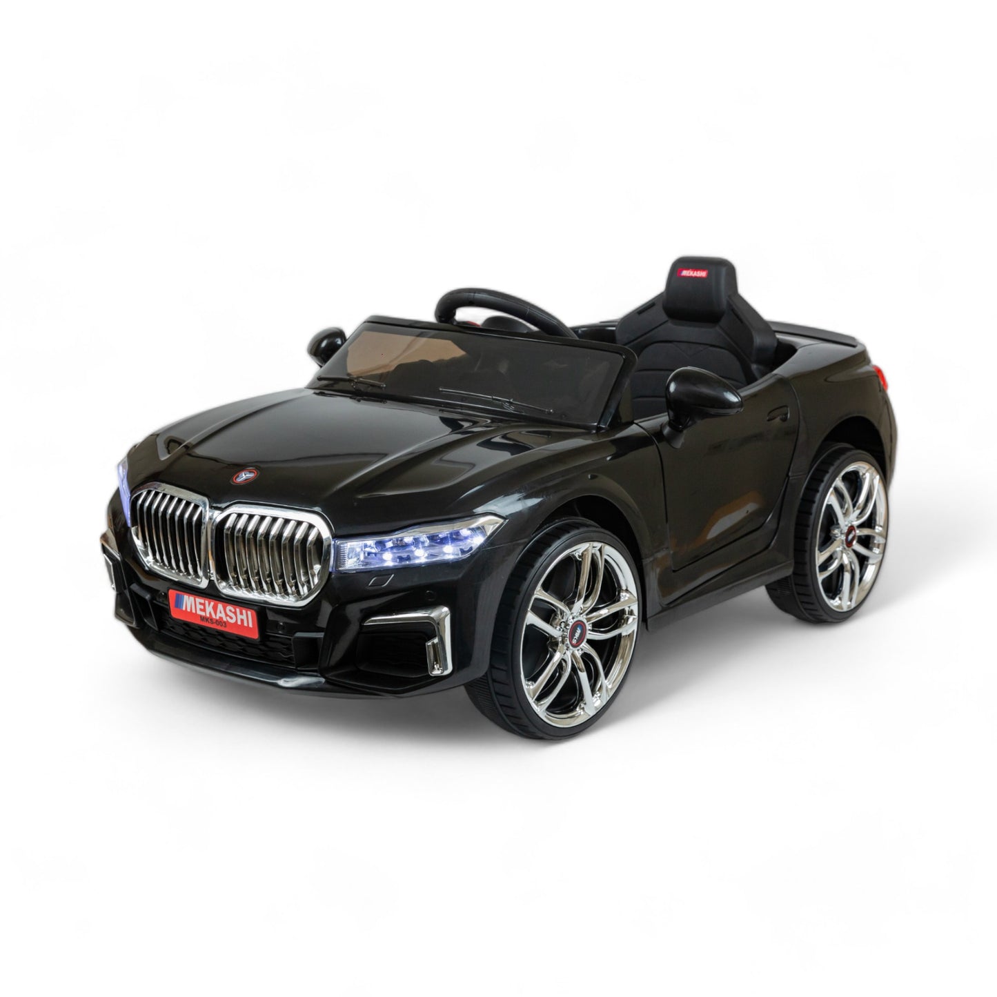 MEKASHI Electric Car for Kids, Remote, 12V Battery, 3 Speed, LED Lights, Music, Bluetooth, 1 to 7 Years, Swing Function, Long Wheelbase, ISI Mark, Black - Baby Rider