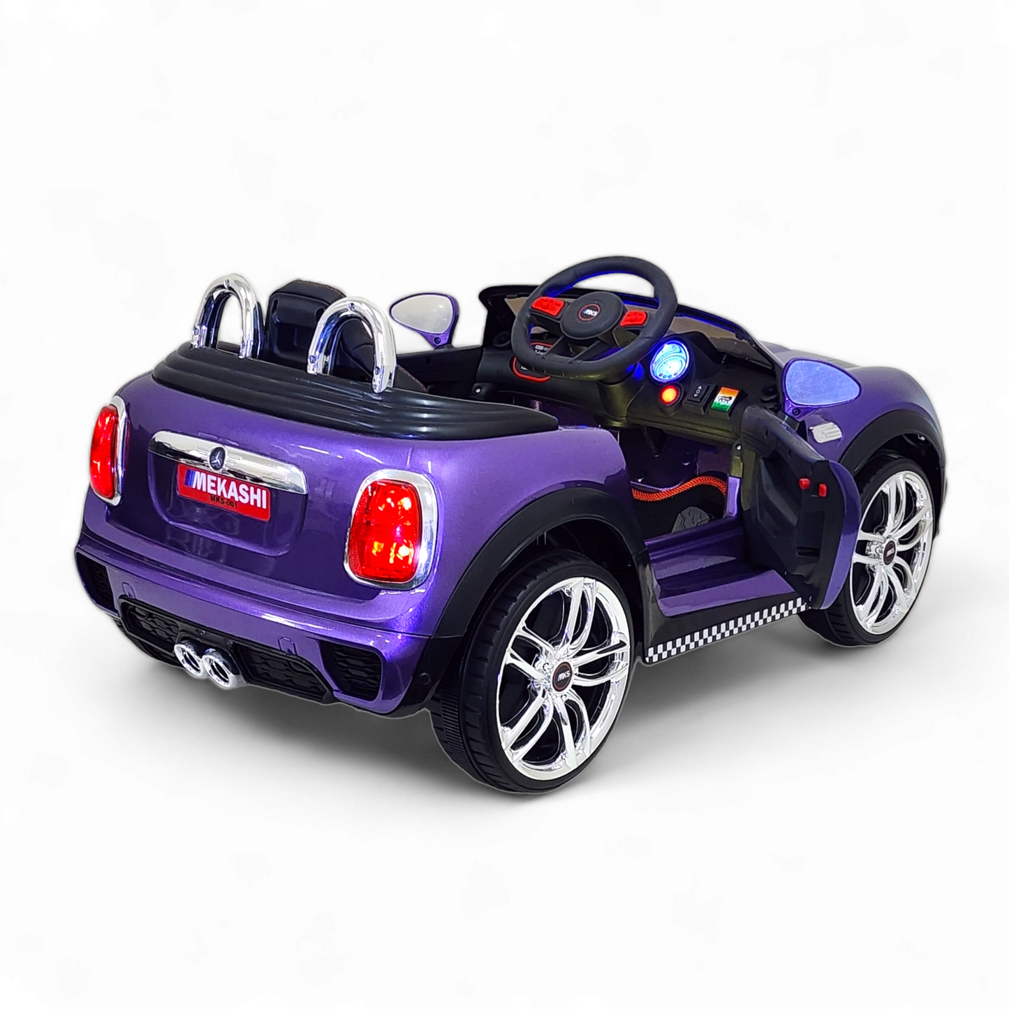 MEKASHI Bentley Car for Kids, Remote, 12V Battery, 3 Speed, LED Lights, Music, Bluetooth, 1 to 7 Years, Swing Function, Long Wheelbase, ISI Mark, Metallic Violet - Baby Rider