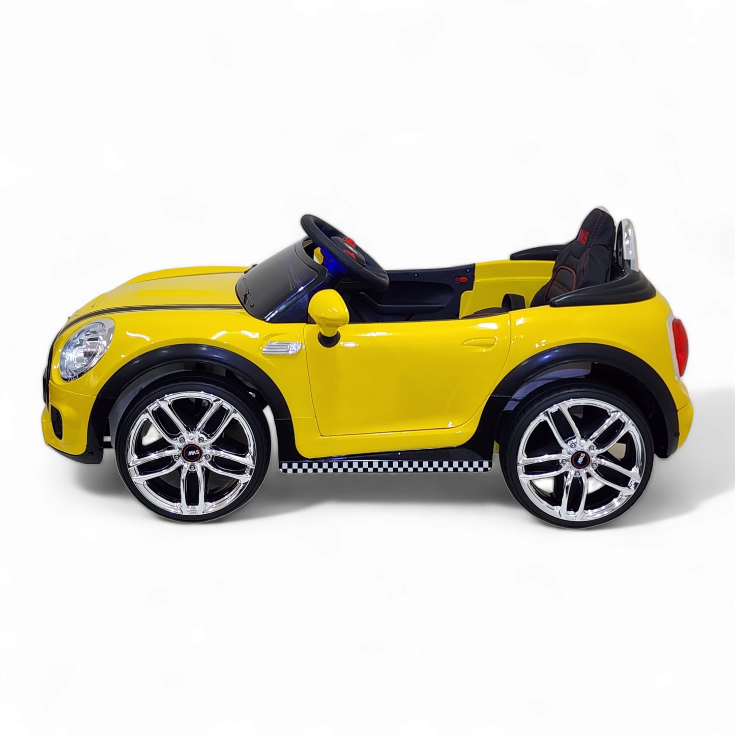 MEKASHI Bentley Car for Kids, Remote, 12V Battery, 3 Speed, LED Lights, Music, Bluetooth, 1 to 7 Years, Swing Function, Long Wheelbase, ISI Mark, Metallic Yellow - Baby Rider