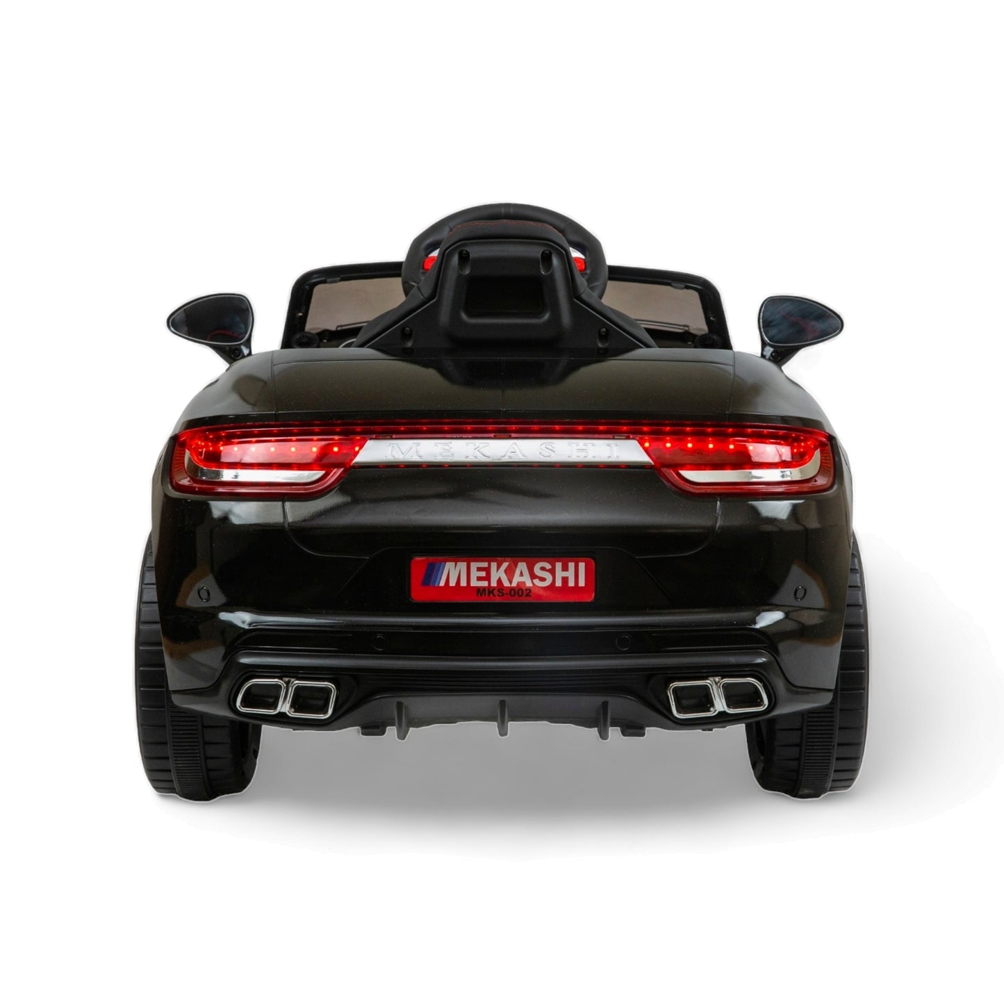 MEKASHI Porsche Car for Kids, Remote, 12V Battery, 3 Speed, LED Lights, Music, Bluetooth, 1 to 11 Years, Swing Function, Long Wheelbase, ISI Mark, Metallic Black - Baby Rider