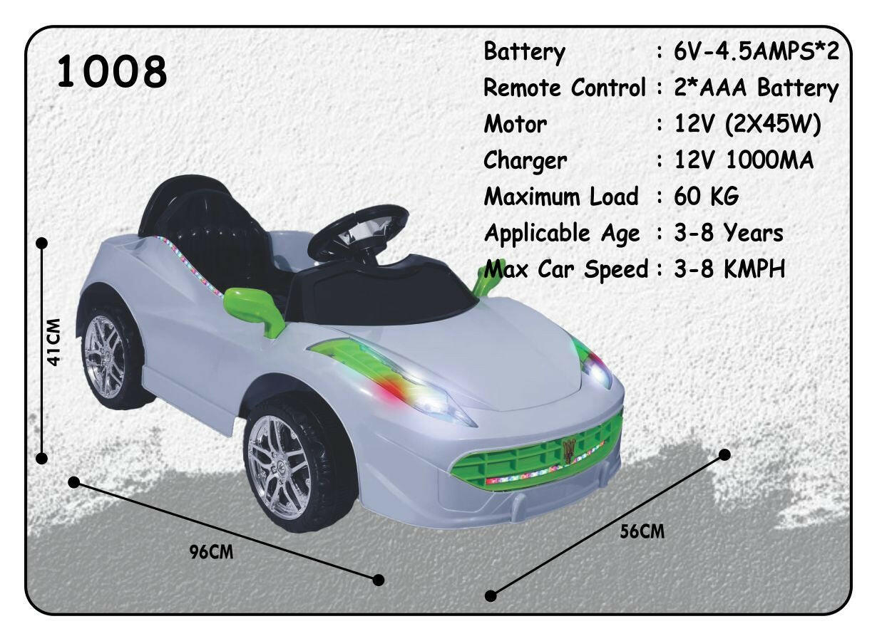 Battery operated Kids White Car | 12V Battery | Sturdy Material | Max Load 35KG - Baby Rider