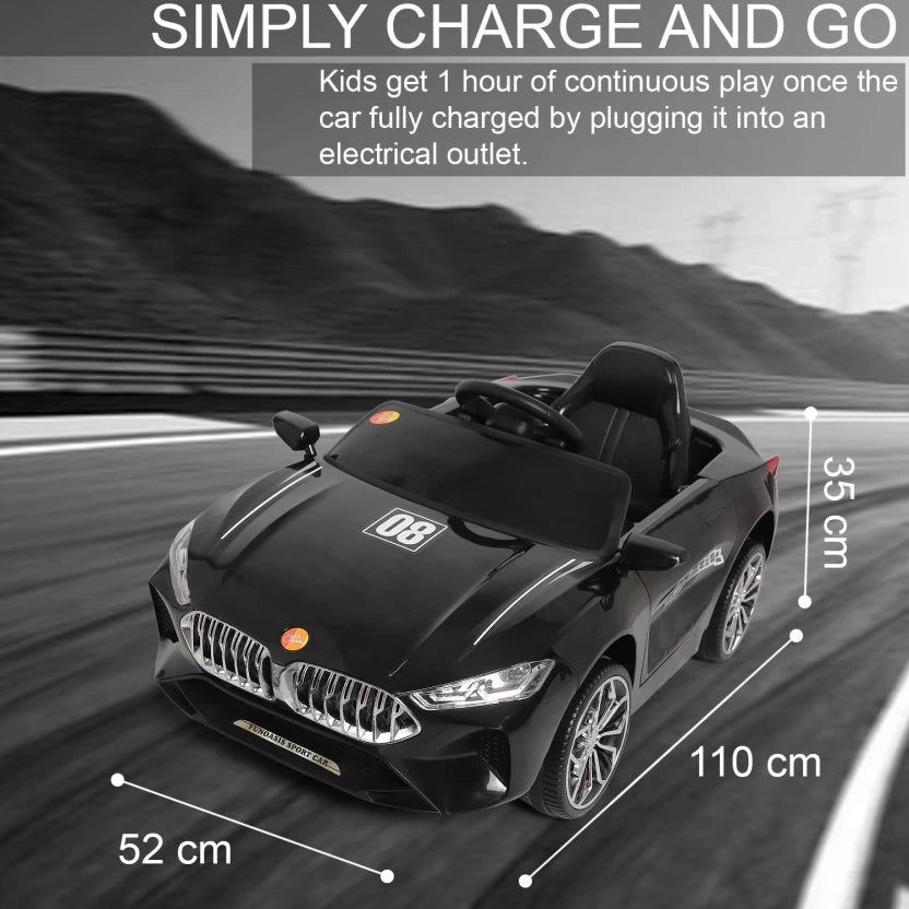 Kids Black Supercar | 12V Battery | Sturdy Material | Max Load 35 KG - Baby Rider