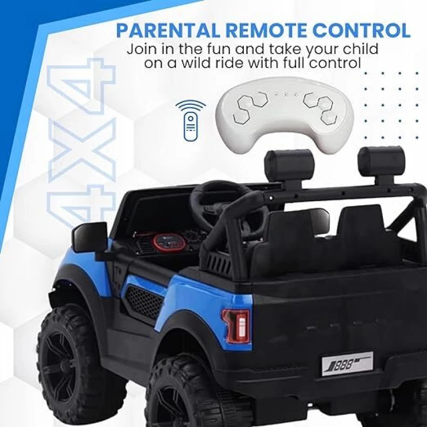 Kids Battery operated baby Mercedes 4x4 Big Size Blue Jeep | 12V Battery | Sturdy Material | Max Load 50 KG - Baby Rider