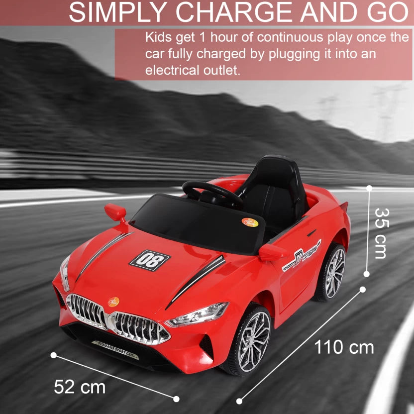 Red Supercar for Kids 12V Battery Sturdy Material Max Load