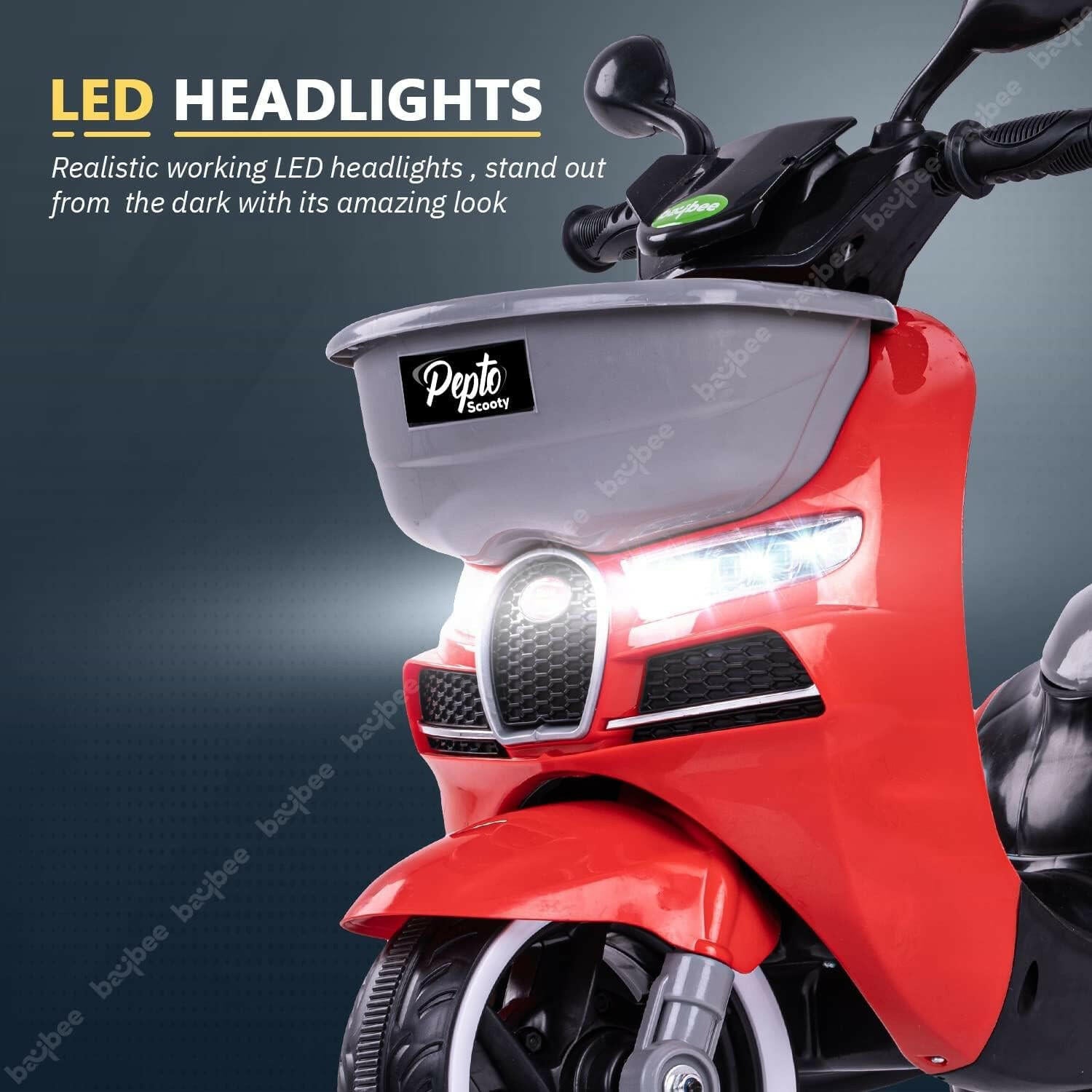 Red Scooter| 12V Battery | Sturdy Material | Max Load 35 KG - Baby Rider