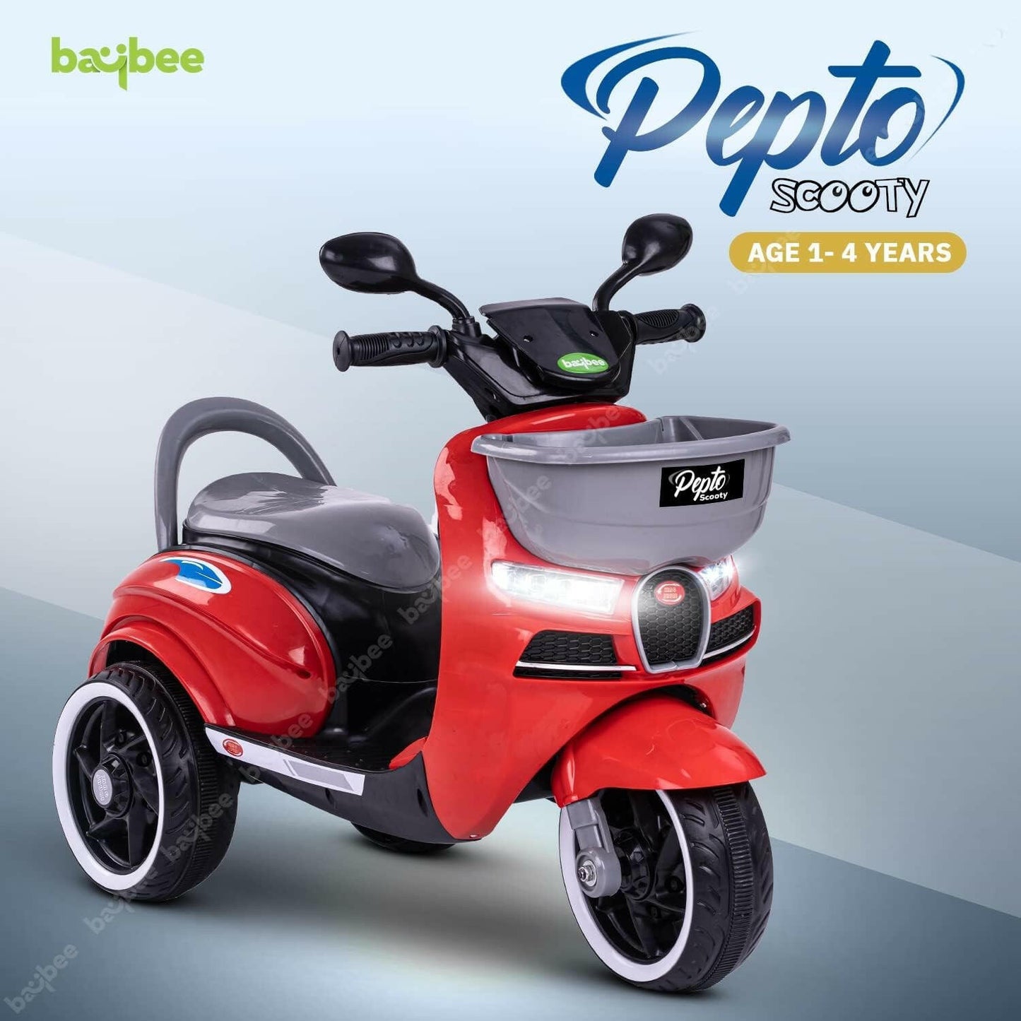 Red Scooter| 12V Battery | Sturdy Material | Max Load 35 KG - Baby Rider