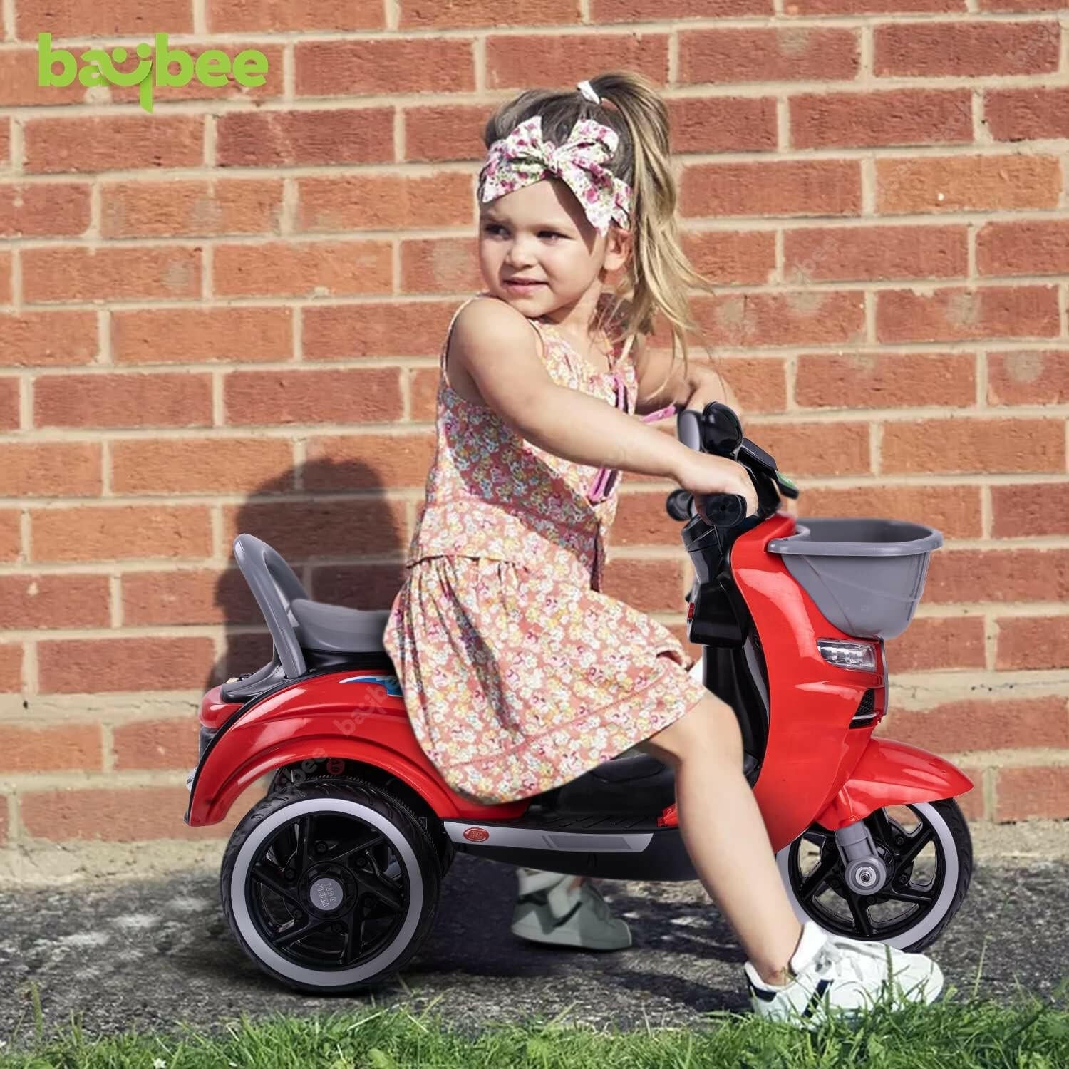 Red Scooter| 12V Battery | Sturdy Material | Max Load 35 KG - Baby Rider