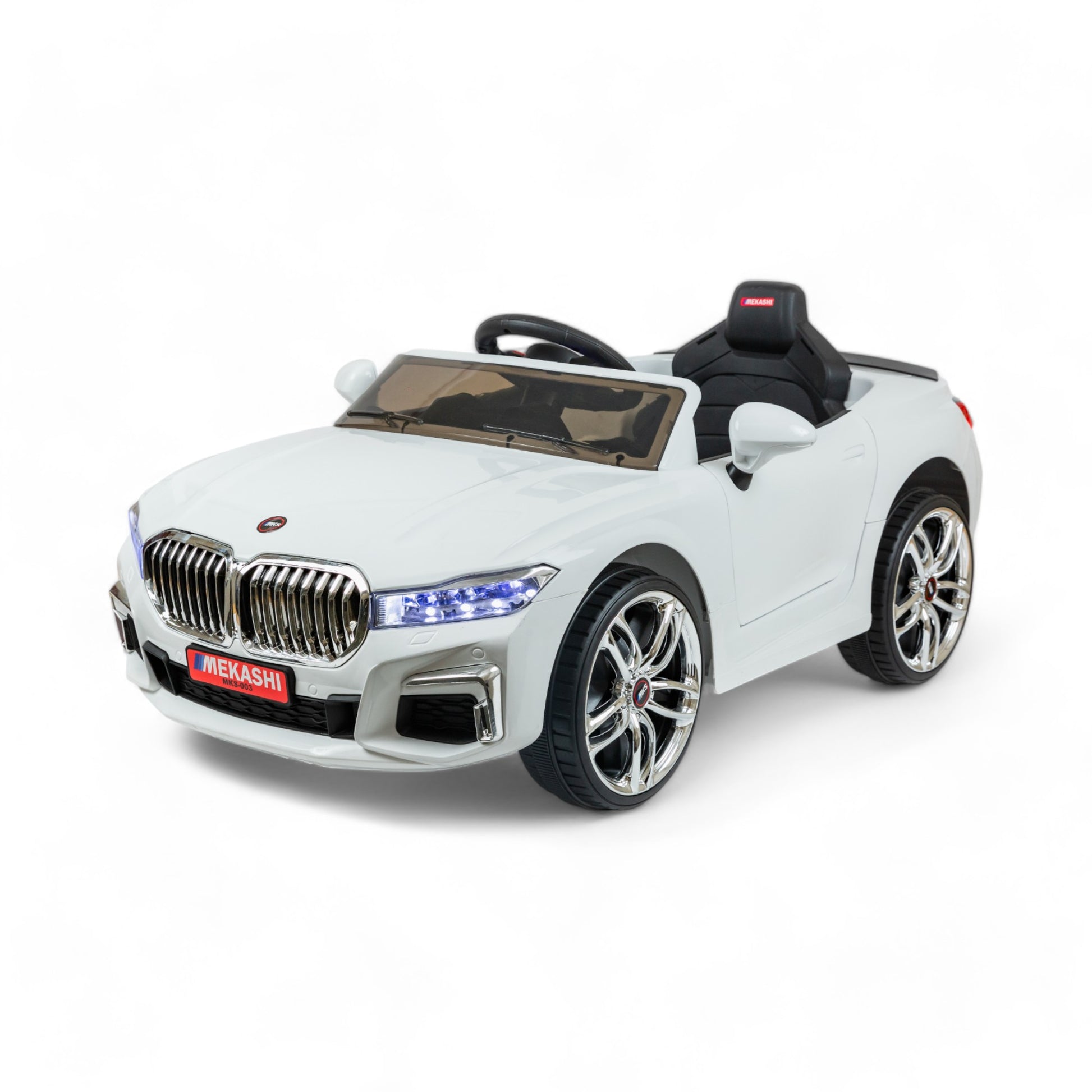 MEKASHI Electric Car for Kids, Remote, 12V Battery, 3 Speed, LED Lights, Music, Bluetooth, 1 to 11 Years, Swing Function, Long Wheelbase, ISI Mark, White - Baby Rider