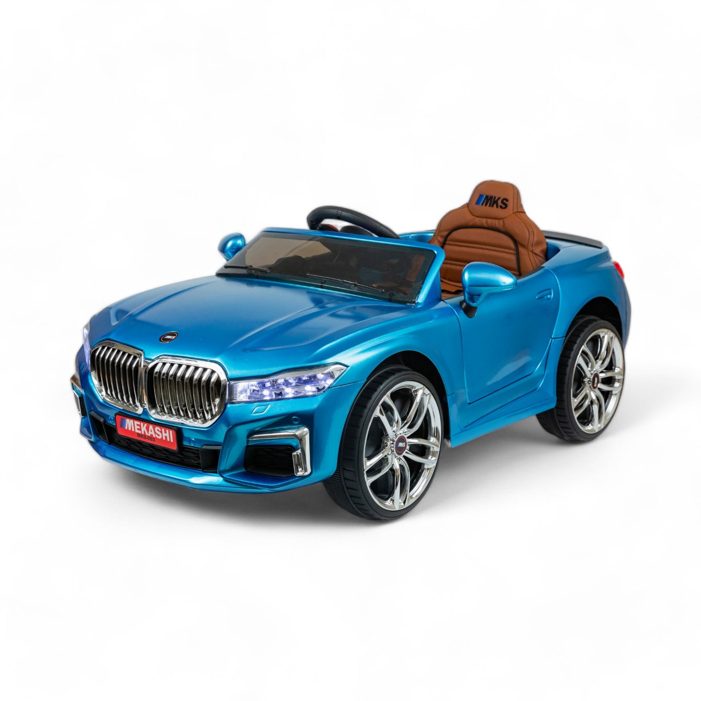MEKASHI Electric Car for Kids, Remote, 12V Battery, 3 Speed, LED Lights, Music, Bluetooth, 1 to 11 Years, Swing Function, Long Wheelbase, ISI Mark, Metallic Blue - Baby Rider