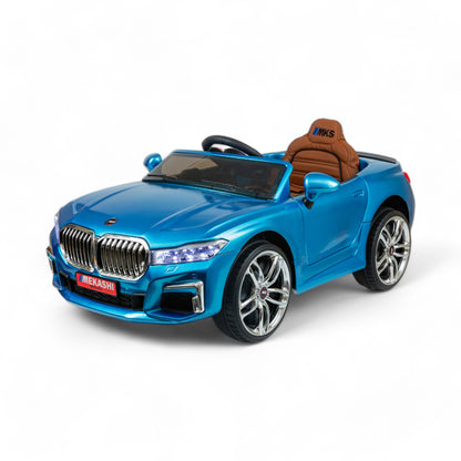 MEKASHI Electric Car for Kids, Remote, 12V Battery, 3 Speed, LED Lights, Music, Bluetooth, 1 to 11 Years, Swing Function, Long Wheelbase, ISI Mark, Metallic Blue - Baby Rider