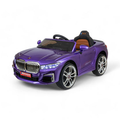 MEKASHI Electric Car for Kids, Remote, 12V Battery, 3 Speed, LED Lights, Music, Bluetooth, 1 to 11 Years, Swing Function, Long Wheelbase, ISI Mark, Metallic Violet - Baby Rider