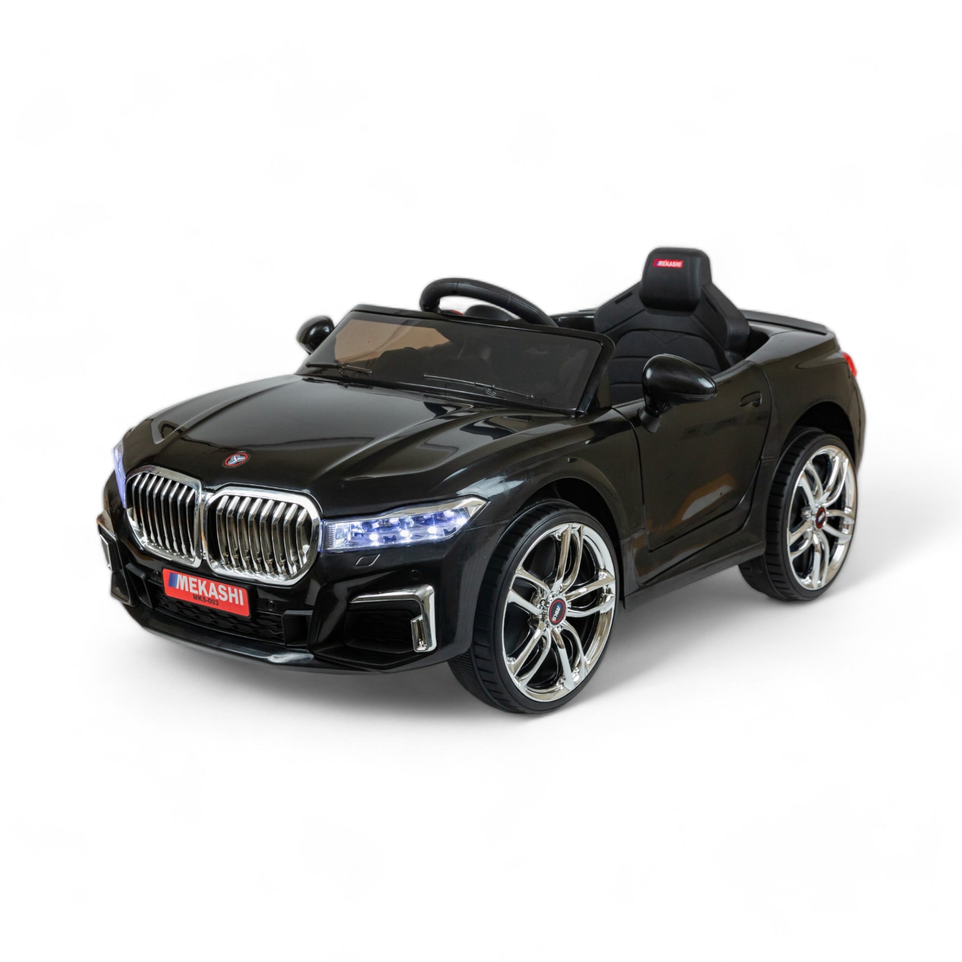 MEKASHI Electric Car for Kids, Remote, 12V Battery, 3 Speed, LED Lights, Music, Bluetooth, 1 to 7 Years, Swing Function, Long Wheelbase, ISI Mark, Black - Baby Rider
