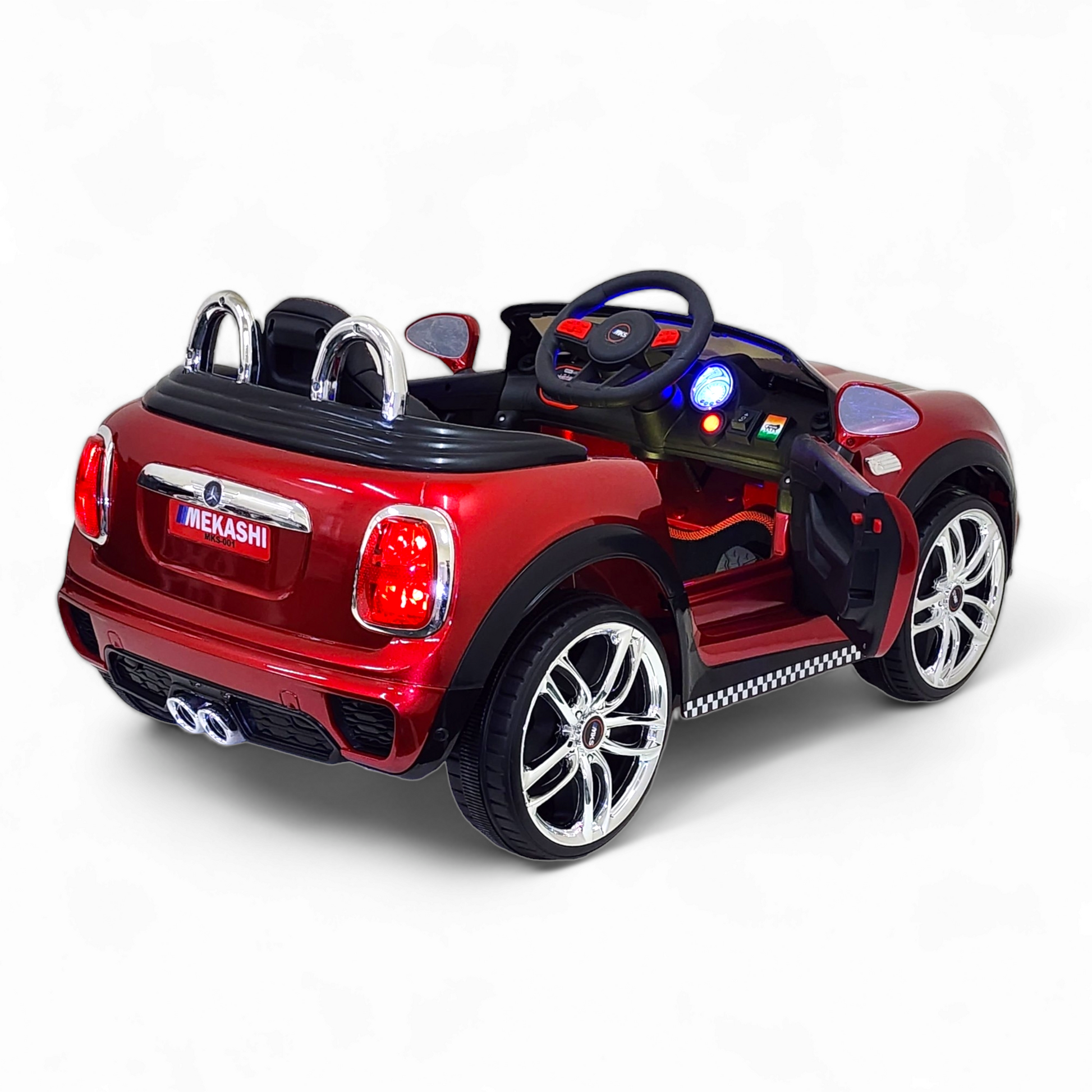 MEKASHI Bentley Car for Kids, Remote, 12V Battery, 3 Speed, LED Lights, Music, Bluetooth, 1 to 7 Years, Swing Function, Long Wheelbase, ISI Mark, Metallic Red - Baby Rider