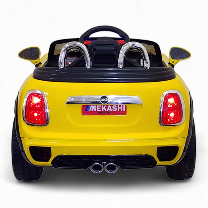 MEKASHI Bentley Car for Kids, Remote, 12V Battery, 3 Speed, LED Lights, Music, Bluetooth, 1 to 7 Years, Swing Function, Long Wheelbase, ISI Mark, Metallic Yellow - Baby Rider