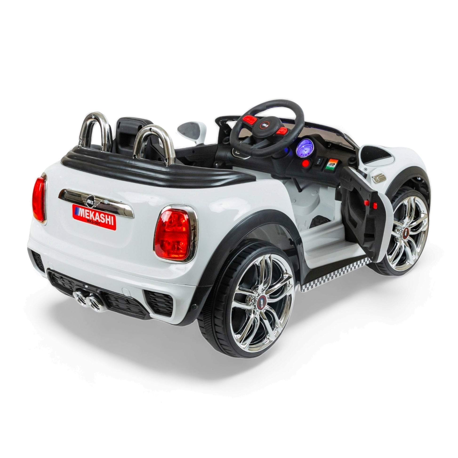 MEKASHI Bentley Car for Kids, Remote, 12V Battery, 3 Speed, LED Lights, Music, Bluetooth, 1 to 7 Years, Swing Function, Long Wheelbase, ISI Mark, White - Baby Rider