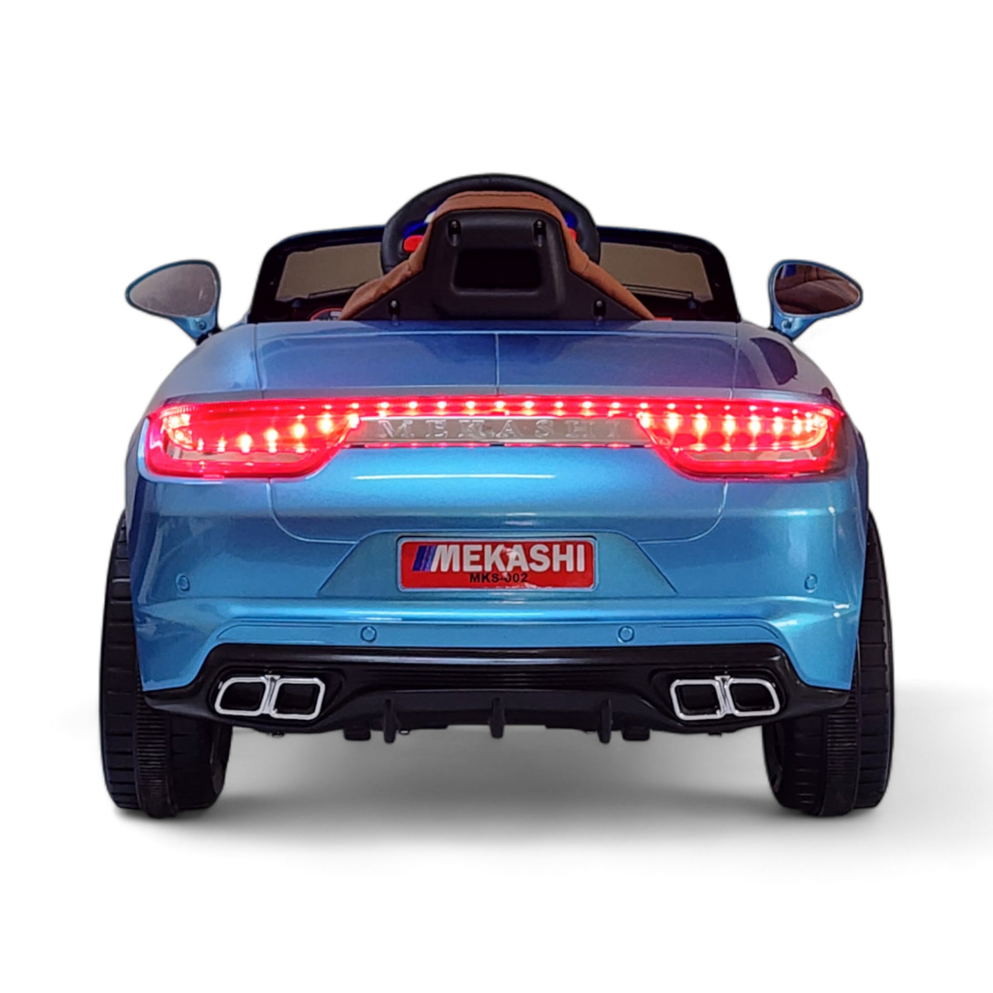 MEKASHI Porsche Car for Kids, Remote, 12V Battery, 3 Speed, LED Lights, Music, Bluetooth, 1 to 11 Years, Swing Function, Long Wheelbase, ISI Mark, Metallic Blue - Baby Rider