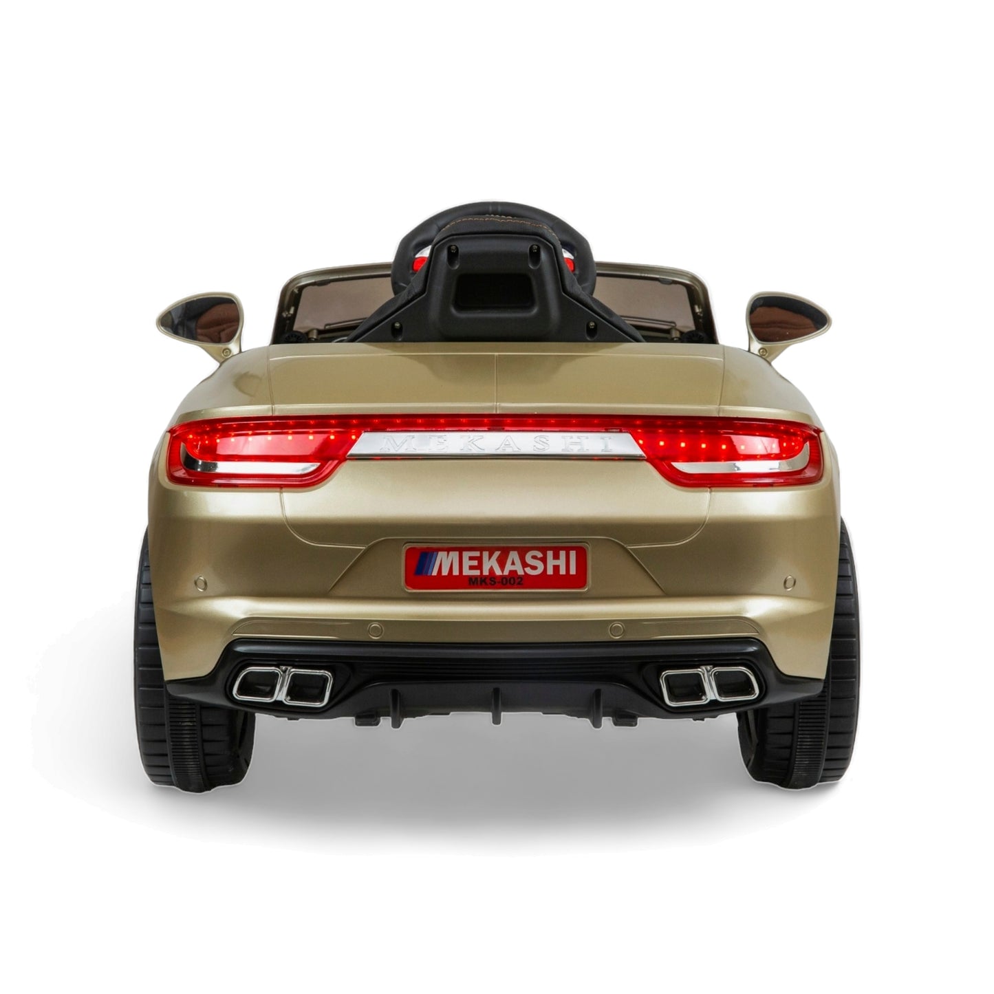 MEKASHI Porsche Car for Kids, Remote, 12V Battery, 3 Speed, LED Lights, Music, Bluetooth, 1 to 11 Years, Swing Function, Long Wheelbase, ISI Mark, Metallic Gold - Baby Rider