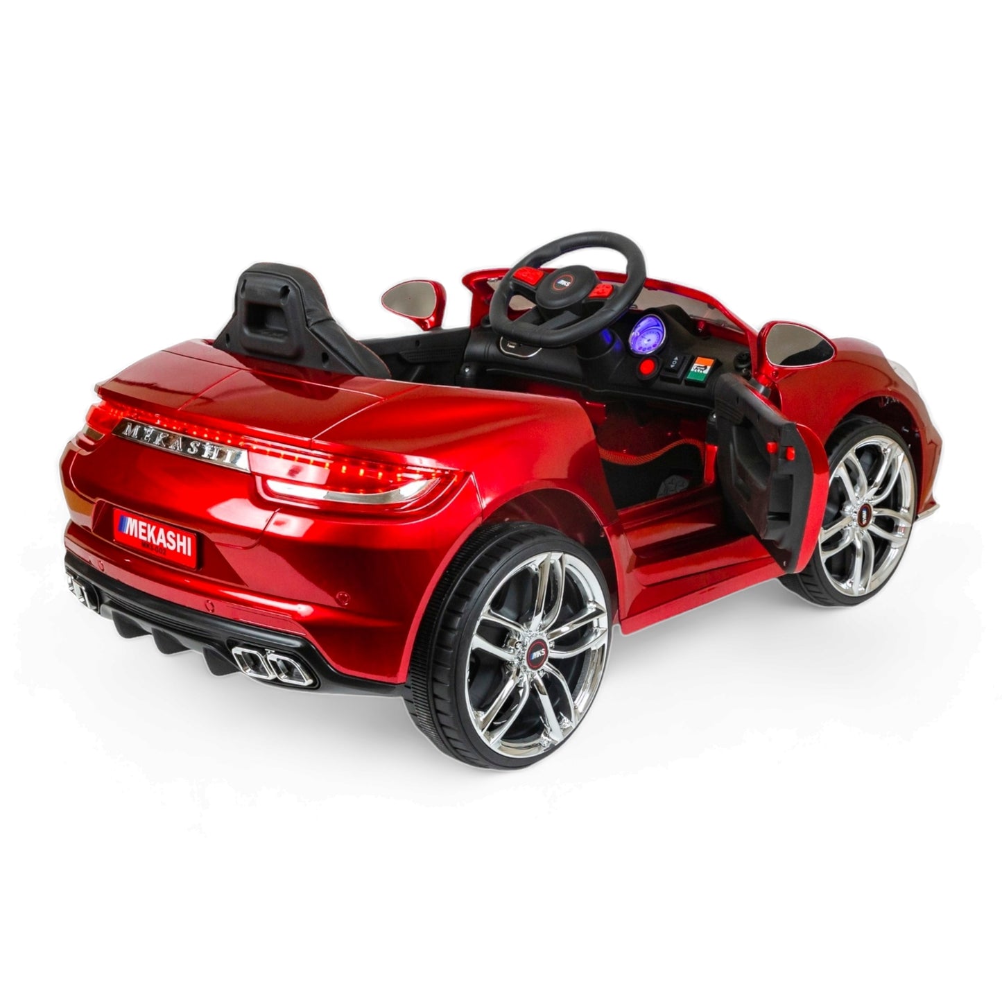 MEKASHI Porsche Car for Kids, Remote, 12V Battery, 3 Speed, LED Lights, Music, Bluetooth, 1 to 11 Years, Swing Function, Long Wheelbase, ISI Mark, Metallic Red - Baby Rider