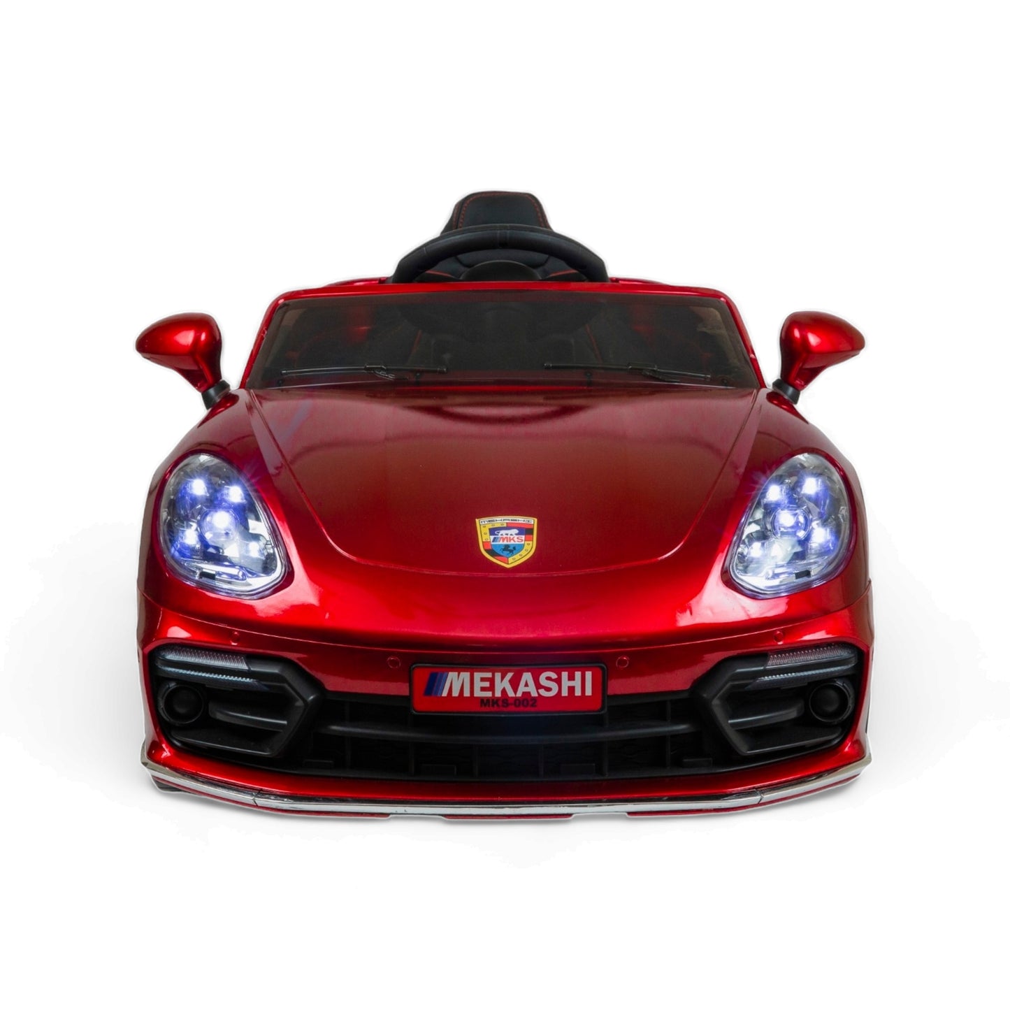 MEKASHI Porsche Car for Kids, Remote, 12V Battery, 3 Speed, LED Lights, Music, Bluetooth, 1 to 11 Years, Swing Function, Long Wheelbase, ISI Mark, Metallic Red - Baby Rider