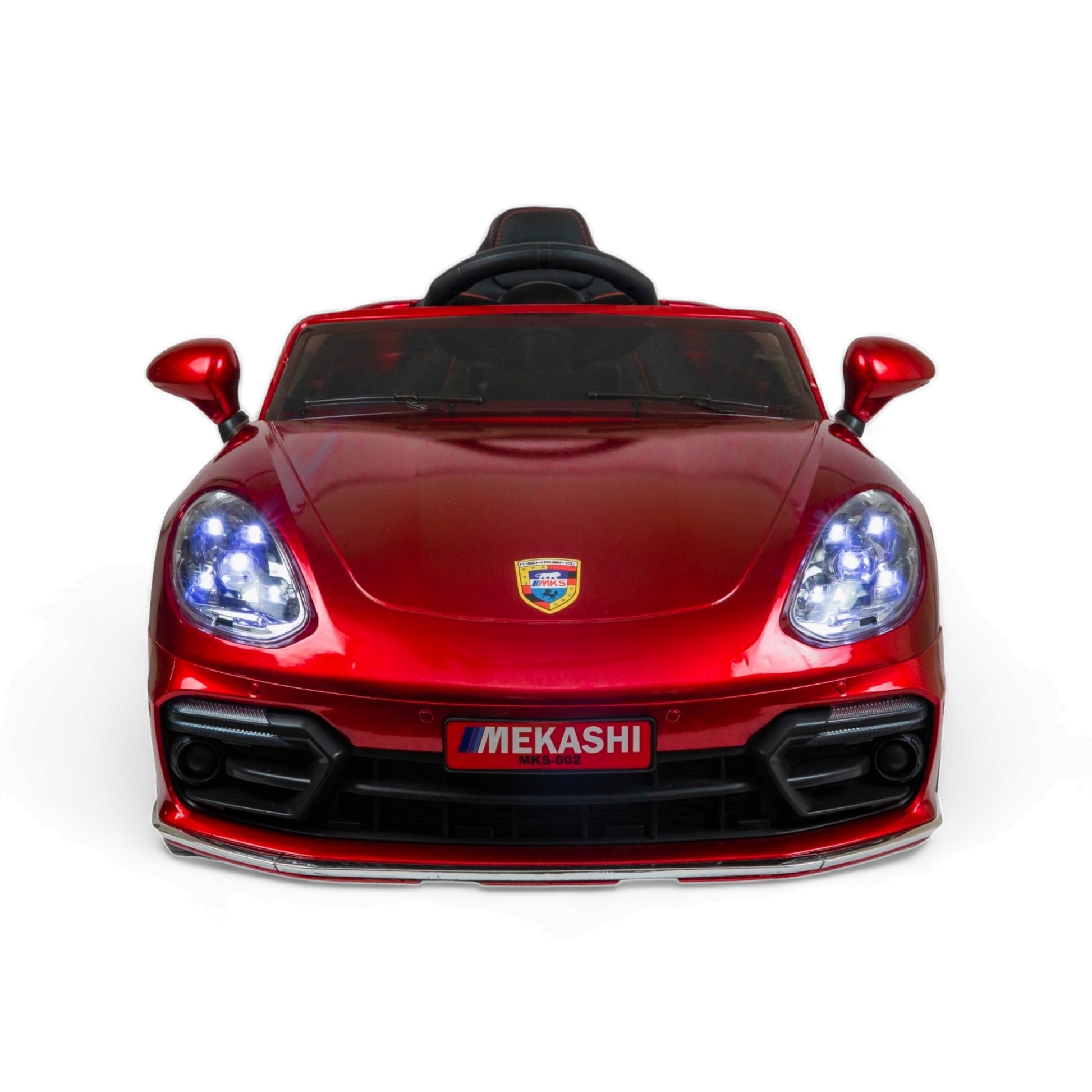 MEKASHI Porsche Car for Kids, Remote, 12V Battery, 3 Speed, LED Lights, Music, Bluetooth, 1 to 11 Years, Swing Function, Long Wheelbase, ISI Mark, Metallic Red - Baby Rider