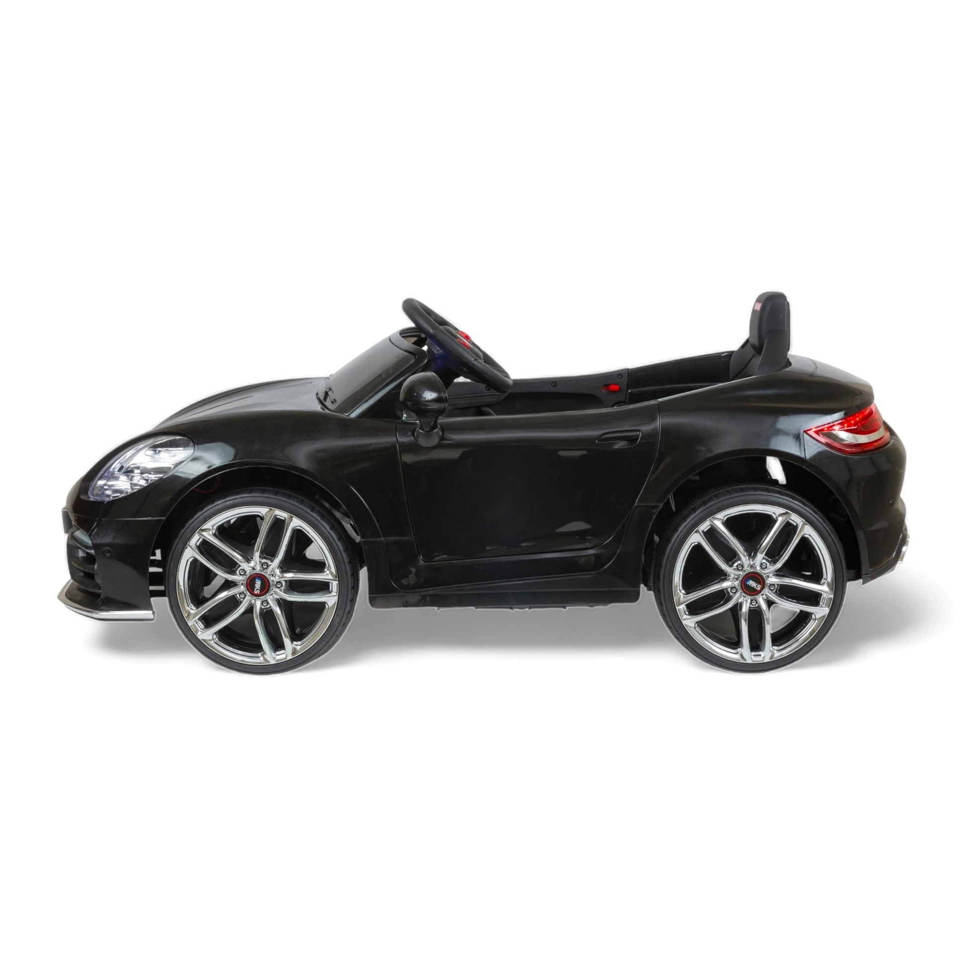 MEKASHI Porsche Car for Kids, Remote, 12V Battery, 3 Speed, LED Lights, Music, Bluetooth, 1 to 11 Years, Swing Function, Long Wheelbase, ISI Mark, Black - Baby Rider