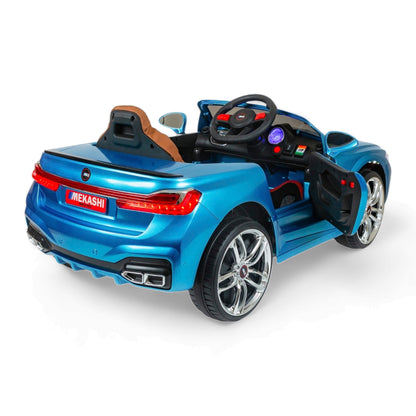 MEKASHI Electric Car for Kids, Remote, 12V Battery, 3 Speed, LED Lights, Music, Bluetooth, 1 to 11 Years, Swing Function, Long Wheelbase, ISI Mark, Metallic Blue - Baby Rider