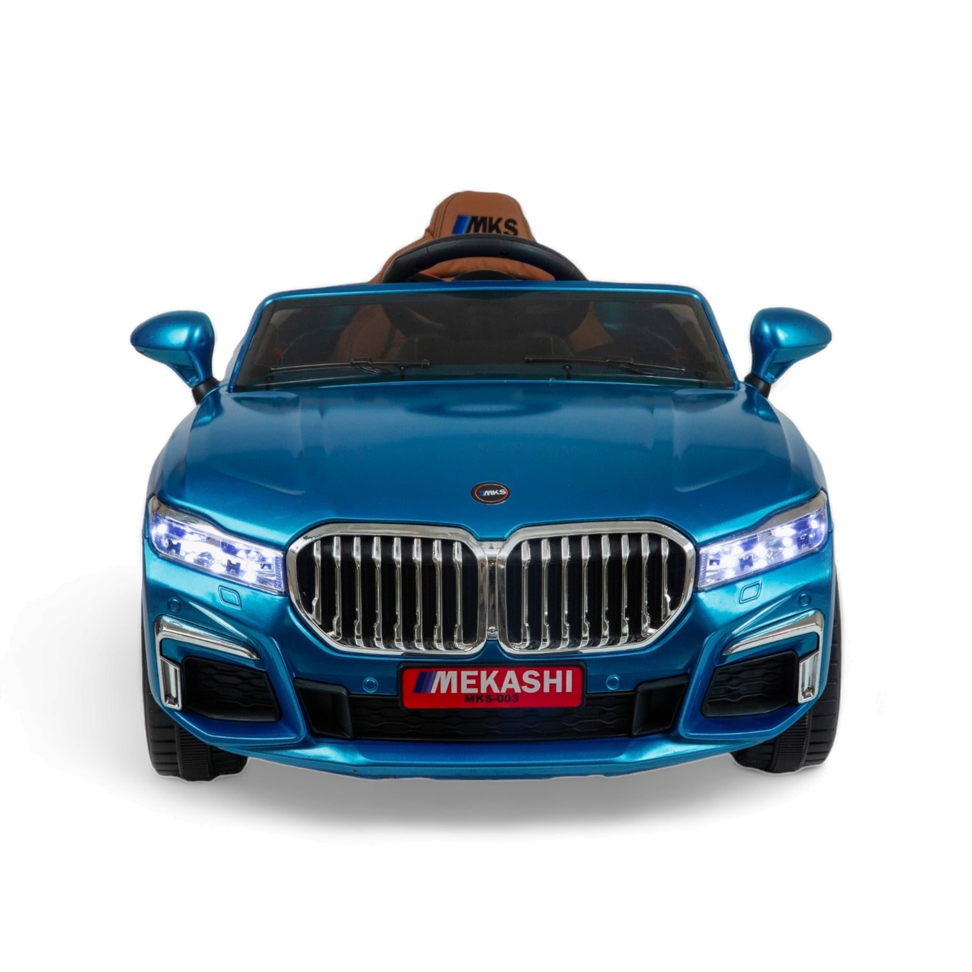 MEKASHI Electric Car for Kids, Remote, 12V Battery, 3 Speed, LED Lights, Music, Bluetooth, 1 to 11 Years, Swing Function, Long Wheelbase, ISI Mark, Metallic Blue - Baby Rider