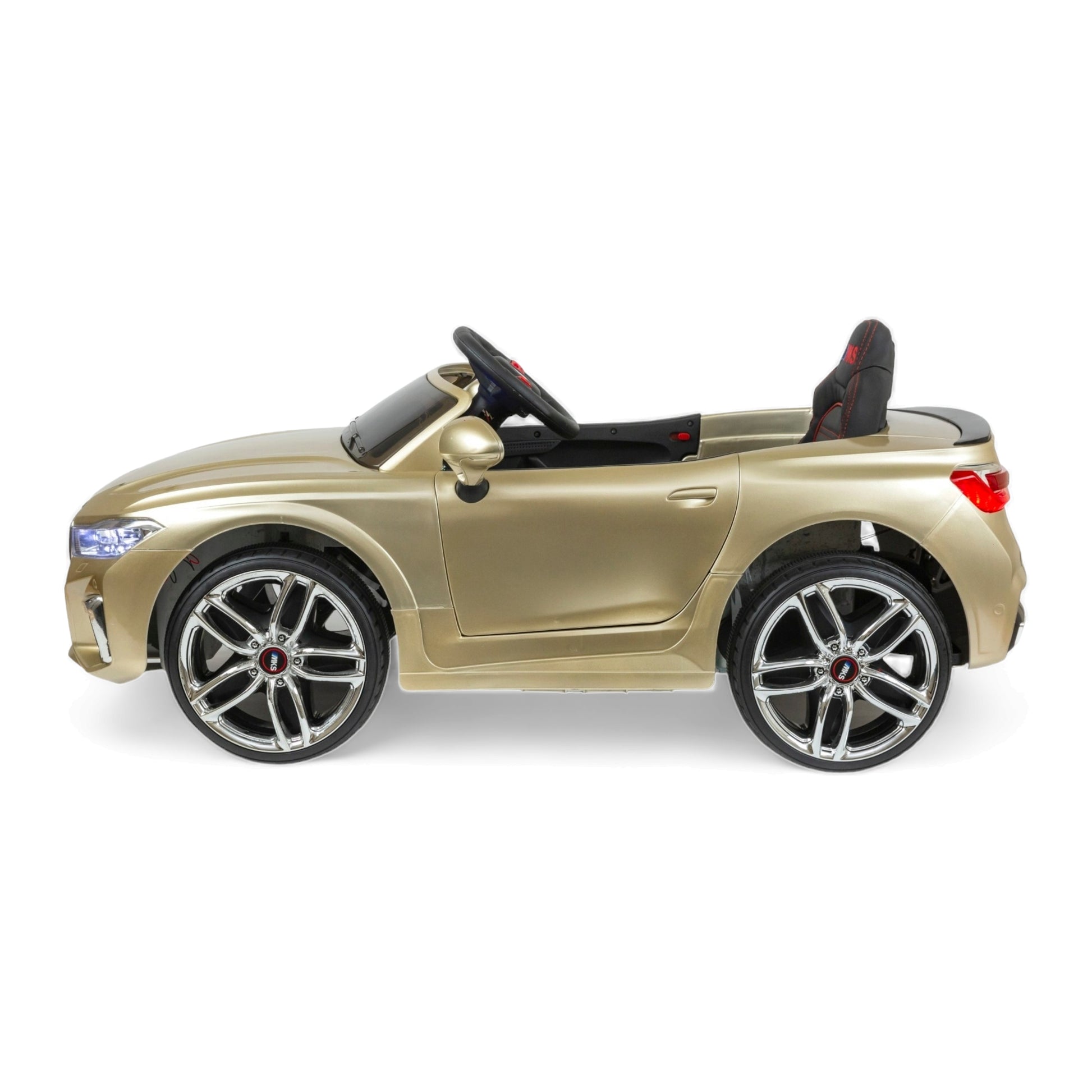 MEKASHI Electric Car for Kids, Remote, 12V Battery, 3 Speed, LED Lights, Music, Bluetooth, 1 to 11 Years, Swing Function, Long Wheelbase, ISI Mark, Metallic Gold - Baby Rider