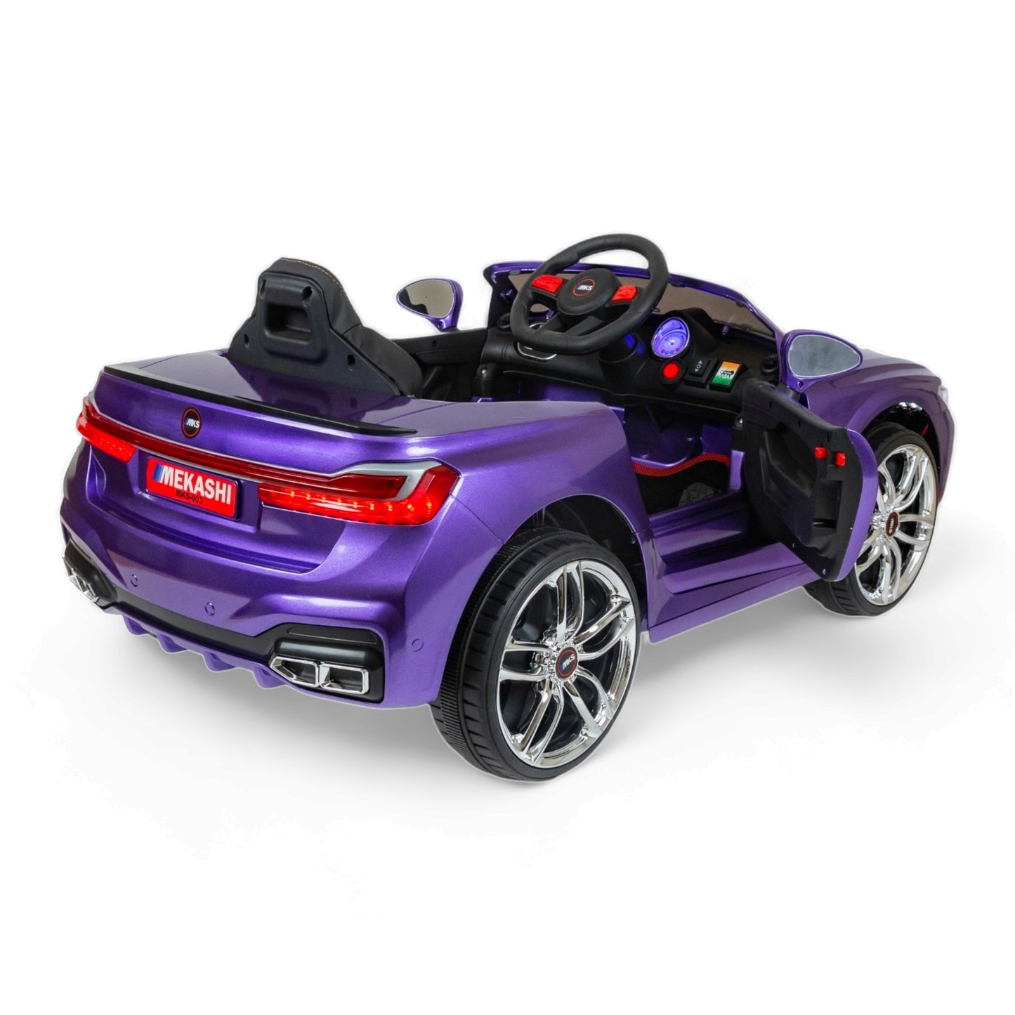 MEKASHI Electric Car for Kids, Remote, 12V Battery, 3 Speed, LED Lights, Music, Bluetooth, 1 to 11 Years, Swing Function, Long Wheelbase, ISI Mark, Metallic Violet - Baby Rider