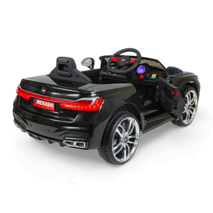MEKASHI Electric Car for Kids, Remote, 12V Battery, 3 Speed, LED Lights, Music, Bluetooth, 1 to 7 Years, Swing Function, Long Wheelbase, ISI Mark, Black - Baby Rider