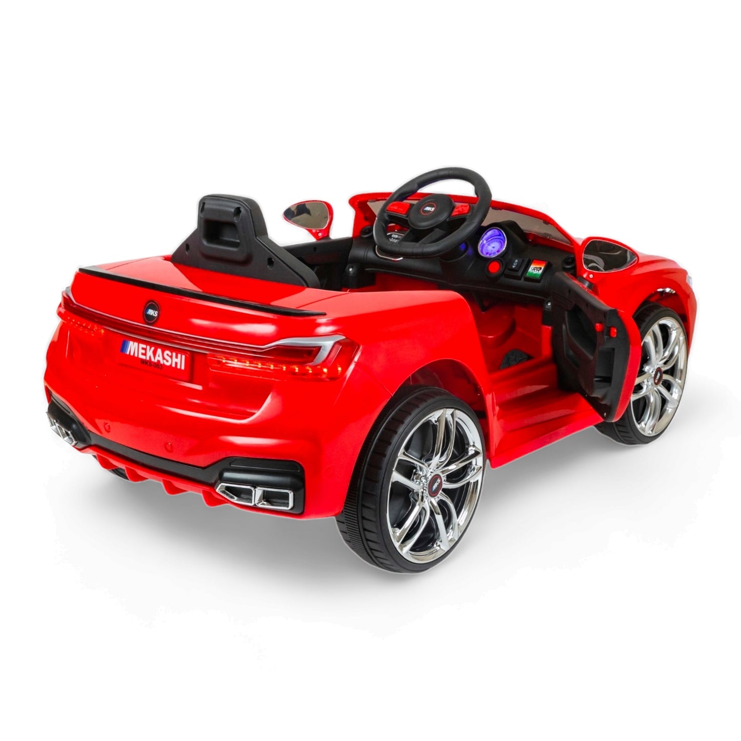 MEKASHI Electric Car for Kids, Remote, 12V Battery, 3 Speed, LED Lights, Music, Bluetooth, 1 to 11 Years, Swing Function, Long Wheelbase, ISI Mark, Red - Baby Rider