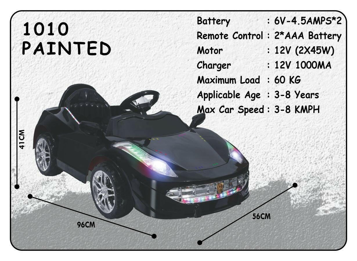 Kids Battery Black Car | 12V Battery | Sturdy Material | Max Load 35 KG - Baby Rider