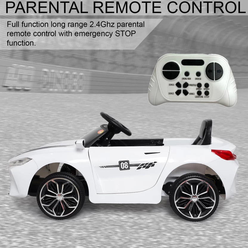 Ferrarri Kids white Supercar | 12V Battery | Sturdy Material | Max Load 45 KG - Baby Rider