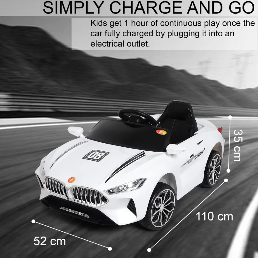Ferrarri Kids white Supercar | 12V Battery | Sturdy Material | Max Load 45 KG - Baby Rider