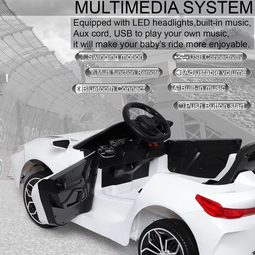 Ferrarri Kids white Supercar | 12V Battery | Sturdy Material | Max Load 45 KG - Baby Rider